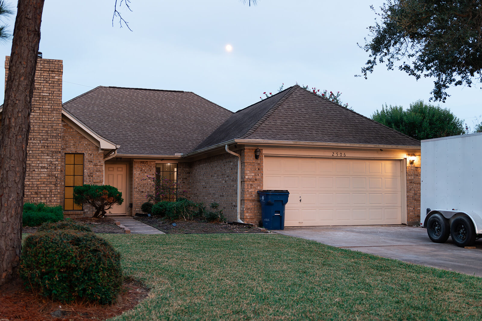 Front exterior at dusk